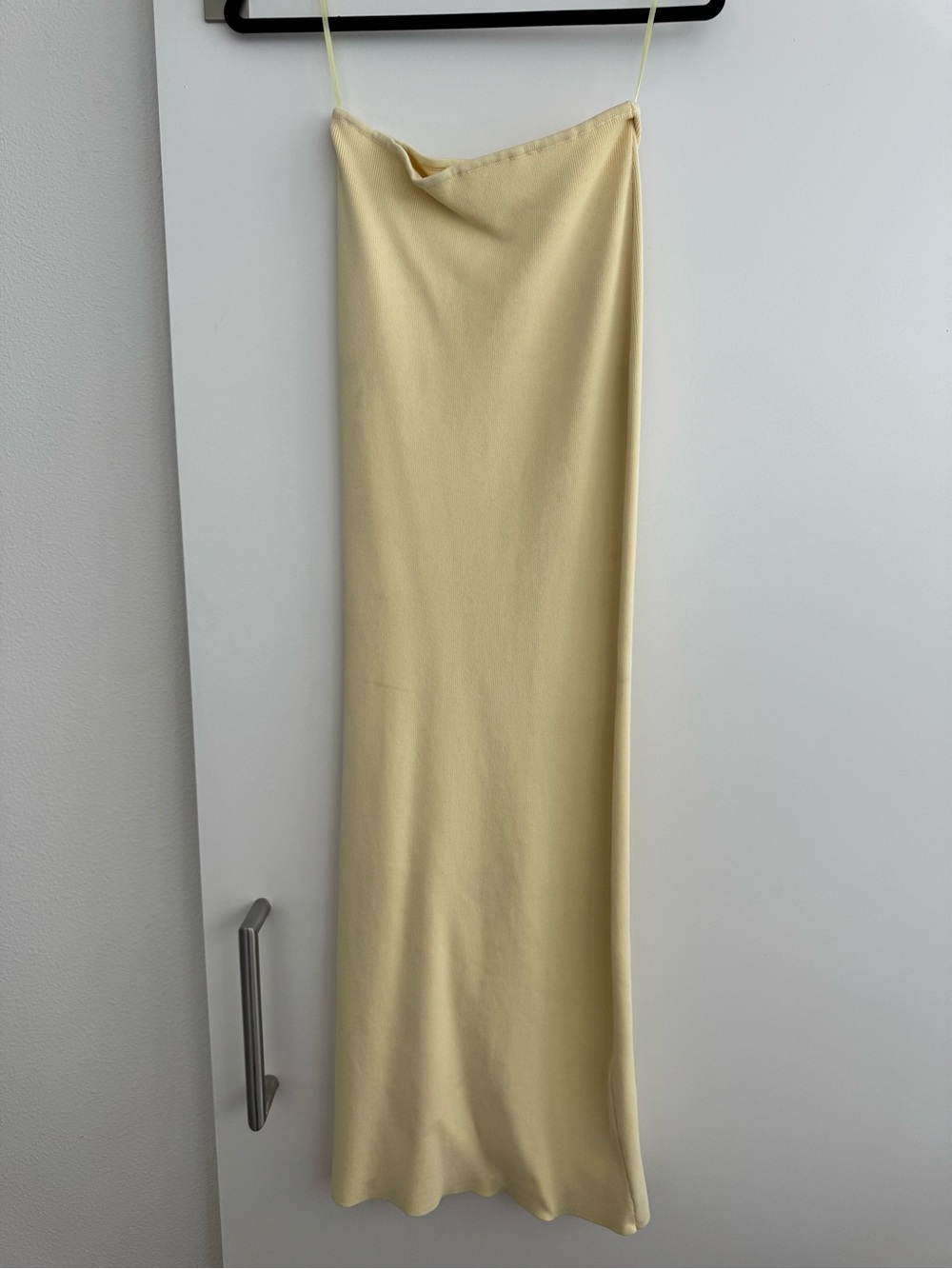 Meshki - Light Yellow Slip Midi Skirt - Women's Stretch Knit